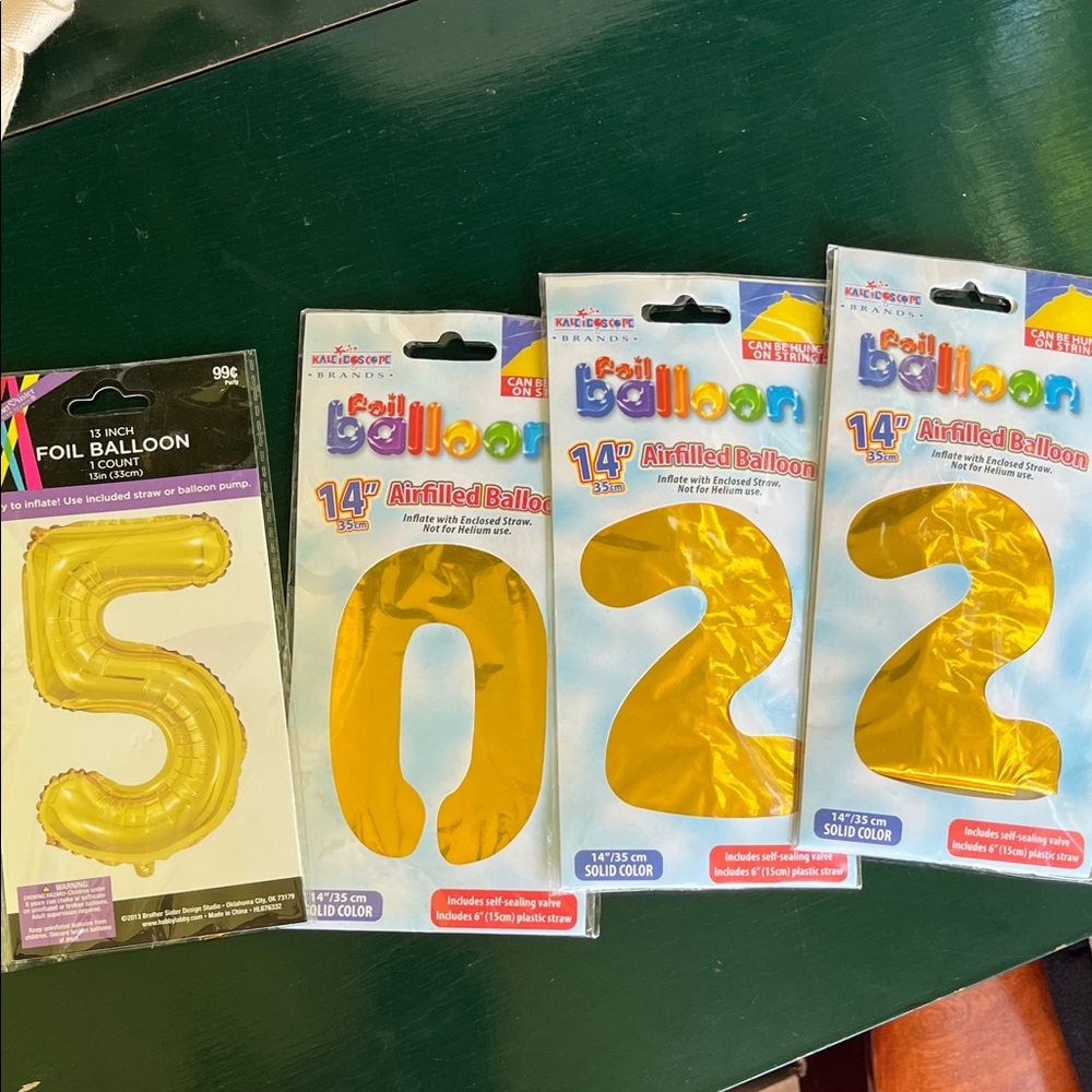 Gold Foil Number Balloons